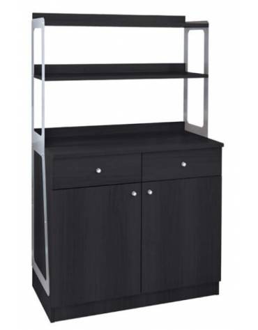 Mobile di servizio da sala alto a due ante 2 cassetti + 2 sportelli colore carbon - cm 90x48x155h