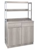 Mobile di servizio da sala alto a due ante 2 cassetti + 2 sportelli colore Cenere - cm 90x48x155h