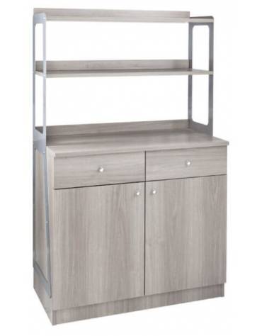 Mobile di servizio da sala alto a due ante 2 cassetti + 2 sportelli colore Cenere - cm 90x48x155h