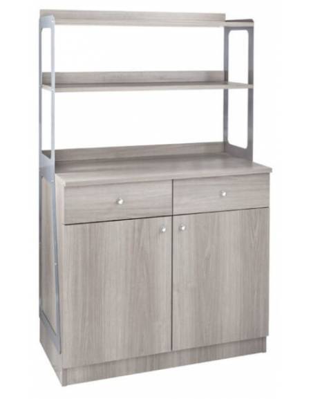 Mobile di servizio da sala alto a due ante 2 cassetti + 2 sportelli colore Cenere - cm 90x48x155h