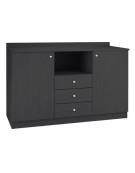 Mobile di servizio da sala basso 3 cassetti + 2 sportelli colore Carbon o Noce - cm 136x48x95h