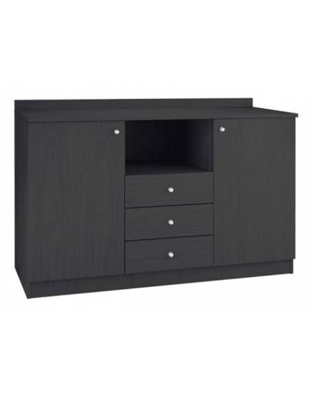 Mobile di servizio da sala basso 3 cassetti + 2 sportelli colore Carbon o Noce - cm 136x48x95h