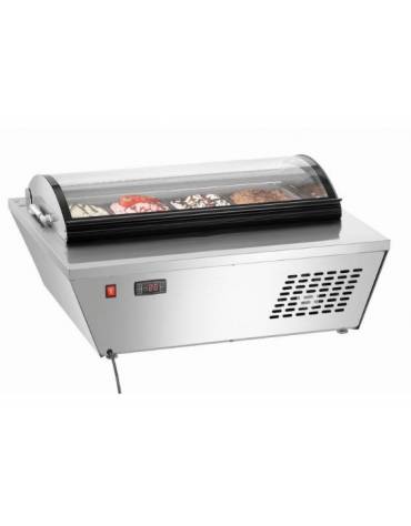 Espositore Vetrina Gelato da banco -18° / -22° C con 4 contenitori da lt. 6,5 - porta sollevabile - mm 805x665x350h