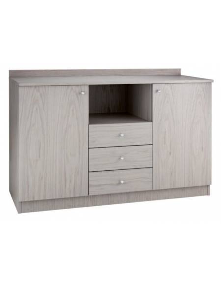 Mobile di servizio da sala basso 3 cassetti + 2 sportelli - colore Cenere - cm 136x48x87h
