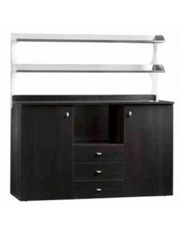 Mobile di servizio da sala alto 3 cassetti + 2 sportelli colore Carbon o Noce - cm 136x48x155h