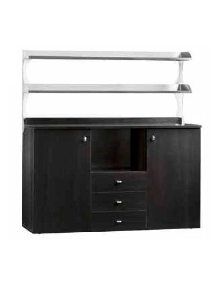 Mobile di servizio da sala alto 3 cassetti + 2 sportelli colore Carbon o Noce - cm 136x48x155h