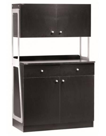 Mobile di servizio 2 cassetti + 2 sportelli + 2 pensili colore Carbon, Noce o Cenere - cm 92x48x153h