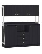 Mobile di servizio 3 cassetti + 2 sportelli + 3 pensili colore carbon - cm 137x48x153h