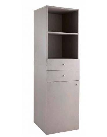 Mobile di servizio alto singolo colore Cenere - 1 sportello + 2 cassetti - cm 45x49x144h