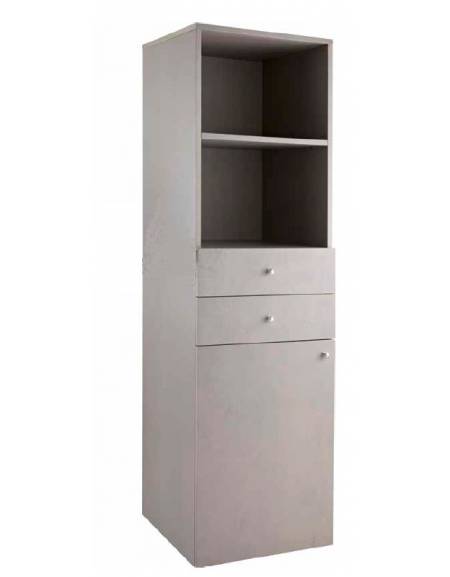 Mobile di servizio alto singolo colore Cenere - 1 sportello + 2 cassetti - cm 45x49x144h
