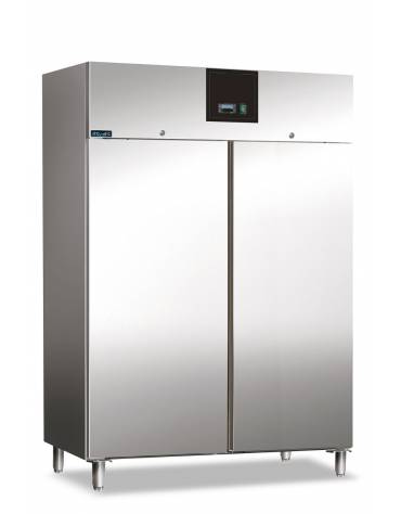 Armadio refrigerato in acciaio inox AISI 304 ventilato 2 porte - capacità 1300 Lt. - temp. -18° +22°C - mm 1480x830x2010h