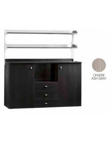Mobile di servizio da sala alto 3 cassetti + 2 sportelli colore Carbon o Canere - cm 136x48x155h