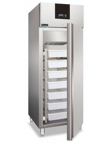 Armadio refrigerato in acciaio inox AISI 304 ventilato 1 porta per pesce - capacità 600 Lt. - temp. -5° +2°C - mm 680x810x2010h