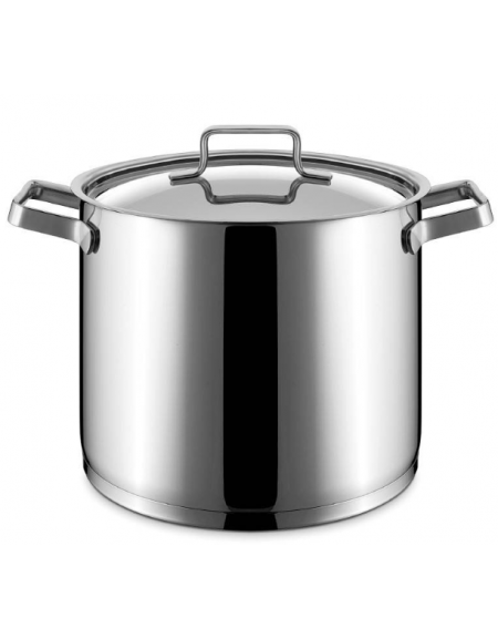 Pentola acciaio inox con coperchio fondo sandwich a-3 strati acciaio-alluminio - Diametro mm-240 - Altezza mm 200 - Capacita lt 
