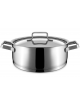 Casseruola bassa inox con coperchio,fondo sandwich 3 strati acciaio-alluminio - Diametro mm 240, Altezza mm 95, Capacità lt 4,3