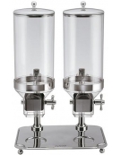 Distributore doppio di cereali inox con contenitori trasparenti - Capacità contenitori 8 + 8 Lt - cm 48x26x66h