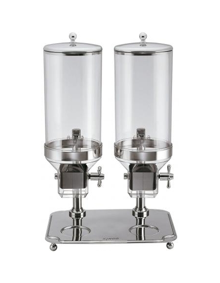 Distributore doppio di cereali inox con contenitori trasparenti - Capacità contenitori 8 + 8 Lt - cm 48x26x66h