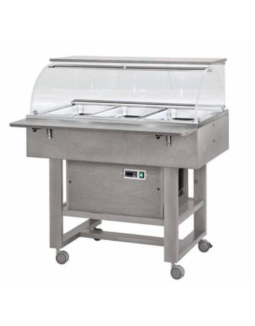 Carrello refrigerante in legno con cupola - temperatura +2° +10°C - Colore Cenere- cm 111x90x126h