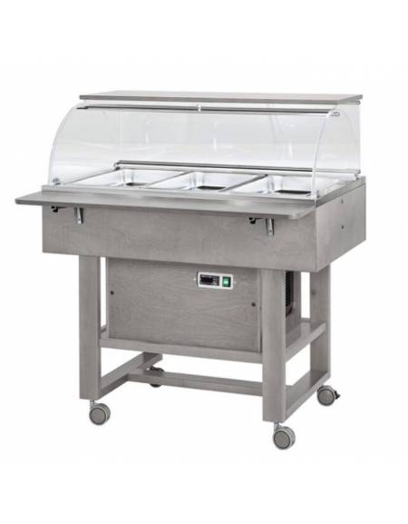 Carrello refrigerante in legno con cupola - temperatura +2° +10°C - Colore Cenere- cm 111x90x126h