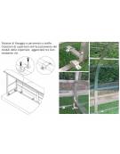 Panchina mod. Standard 3 mt/l in acciaio inox AISI 304, copertura policarbonato trasparente - 6 posti  in PP blu
