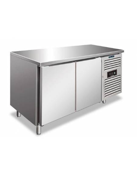 Tavolo refrigerato positivo 2 Porte ventilato -2° + 8°C in acciaio inox - Classe B - Tropicalizzato - cm 136x60x86h