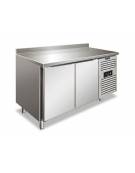Tavolo refrigerato con alzatina 2 Porte ventilato -2° +8°C in acciaio inox - Classe B - Tropicalizzato - cm 136x60x96h