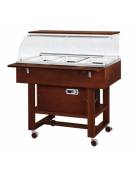 Carrello refrigerante in legno con cupola - temperatura -5°/+5°C- Colore Wengè - cm 111x90x125h