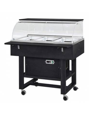 Carrello refrigerante in legno con cupola - temperatura -5°/+5°C- Colore Carbon - cm 111x90x126h
