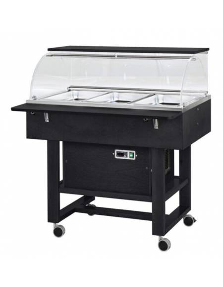 Carrello refrigerante in legno con cupola - temperatura -5°/+5°C- Colore Carbon - cm 111x90x126h