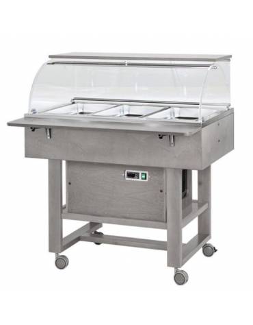 Carrello refrigerante in legno con cupola - temperatura -5°/+5°C- Colore Cenere - cm 111x90x126h