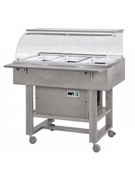 Carrello refrigerante in legno con cupola - temperatura -5°/+5°C- Colore Cenere - cm 111x90x126h