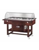 Carrello refrigerato in legno con cupola - Temperatura -5° / +5°C - Colore Wengè - 4xGN1/1 - cm 148x112x125h