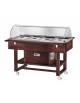 Carrello refrigerato in legno con cupola - Temperatura -5° / +5°C - Colore Wengè - 4xGN1/1 - cm 148x112x125h