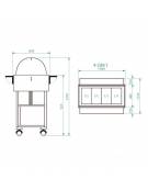 Carrello refrigerato in legno con cupola - Temperatura -5° / +5°C - Colore Wengè - 4xGN1/1 - cm 148x112x125h