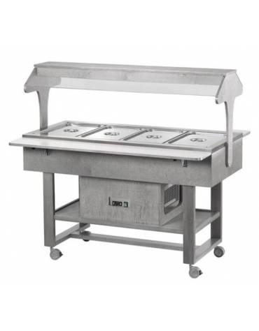Carrello refrigerato in legno - 4 x GN 1/1 - Temp. -5 /+5 °C - Colore Cenere - cm148x112x141h