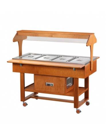 Carrello refrigerato in legno - Colore Bianco- Temperatura -5 / +5 °C - 4 x GN 1/1 - cm 148x112x141h