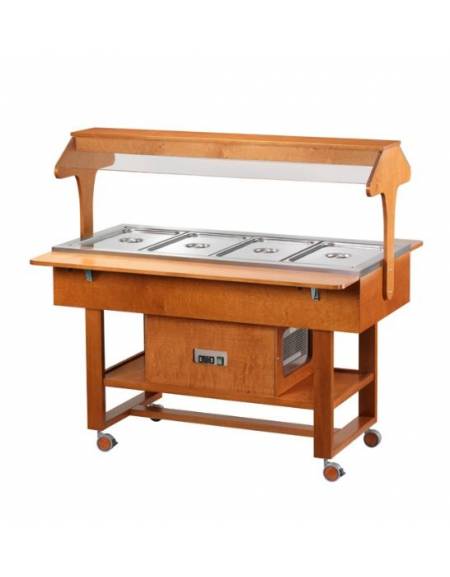 Carrello refrigerato in legno - Colore Bianco- Temperatura -5 / +5 °C - 4 x GN 1/1 - cm 148x112x141h