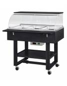 Carrello caldo bagnomaria in legno, con cupola e 1 mensola - Temp. +30 / +90°C - 3xGN1/1 - colore Carbon - cm 111x90x126h