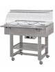 Carrello caldo bagnomaria in legno, con cupola e 1 mensola - Temp. +30 / +90°C - 3xGN1/1 - colore Cenere - cm 111x90x126h