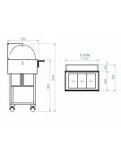 Carrello caldo bagnomaria in legno, con cupola e 1 mensola - Temp. +30 / +90°C - 3xGN1/1 - colore Cenere - cm 111x90x126h