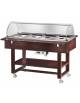 Carrello caldo bagnomaria in legno con cupola - Temp. +30 / +90°C - 4xGN1/1 - colore Wengè - cm 148x112x125h