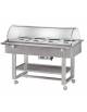 Carrello caldo bagnomaria in legno con cupola - Temp. +30 / +90°C - 4xGN1/1 - colore Cenere- cm 148x112x125h