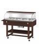 Carrello caldo bagnomaria in legno,cupola con mensola, Temp. +30 / +90°C - 4xGN1/1 - colore Wengè - cm 148x90x126h