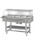 Carrello caldo bagnomaria in legno,cupola con mensola, Temp. +30 / +90°C - 4xGN1/1 - colore Cenere - cm 148x90x126h