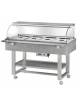 Carrello caldo bagnomaria in legno,cupola con mensola, Temp. +30 / +90°C - 4xGN1/1 - colore Cenere - cm 148x90x126h
