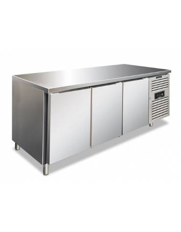 Tavolo refrigerato per pasticceria inox AISI 304 ventilato  - 3 porte - capacità 580 Lt. - temp. -2° +8°C - mm 2020x800x860h