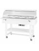 Carrello caldo bagnomaria in legno,cupola con mensola, Temp. +30 / +90°C - 4xGN1/1 - colore Laccato Bianco - cm 148x90x126h