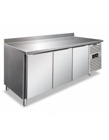 Tavolo refrigerato pasticceria con alzatina 3 porte inox AISI 304 ventilato -2°+8°C-CLASSE C-Tropicalizzato-cm 202x80x96h