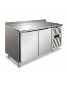 Tavolo refrigerato con alzatina 2 Porte ventilato -2° +8°C in acciaio inox AISI 304 -Classe B- Tropicalizzato - cm 136x70x86/96h