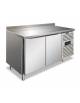 Tavolo refrigerato con alzatina 2 Porte ventilato -2° + 8°C in acciaio inox AISI 304 - cm 136x70x86/96h -Classe B-Tropicalizzato